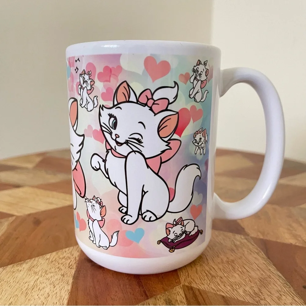 New 15oz Cute Cat Mug with Pink and Blue Hearts